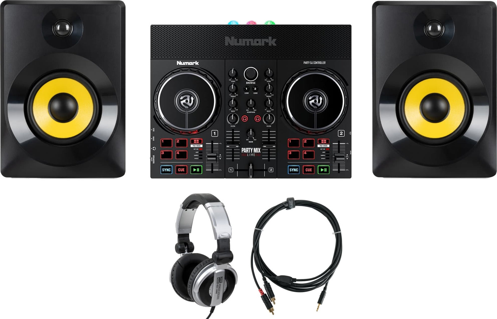 Numark Party Mix Live Beginner Set Serato DJ Lite Lautsprecher Kopfhörer Kabel
