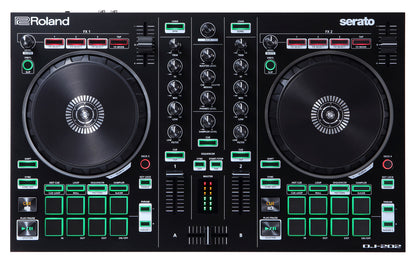 Roland DJ-202 DJ Controller 2-Kanal Mixing Produzieren Scratchen MIDI Mikrofon