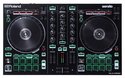 Roland DJ-202 DJ Controller 2-Kanal Mixing Produzieren Scratchen MIDI Mikrofon
