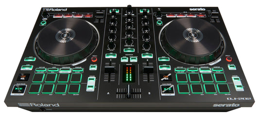 Roland DJ-202 DJ Controller 2-Kanal Mixing Produzieren Scratchen MIDI Mikrofon